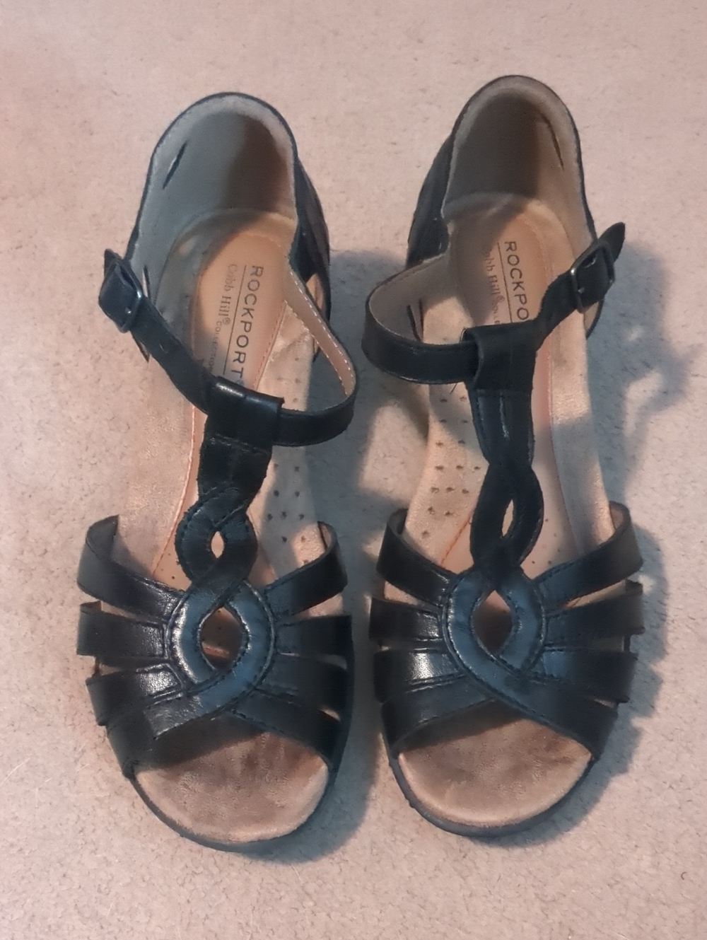 Rockport Cobb Hill Abbott T-Strap Leather Sandals